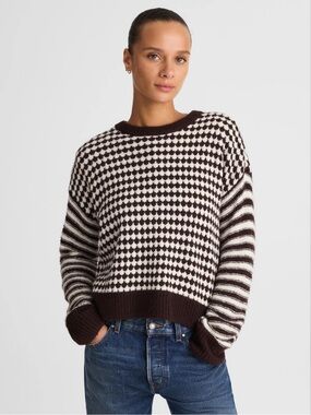 Madewell // Mixed Stripe Pullover Sweater in Molasses & Ivory